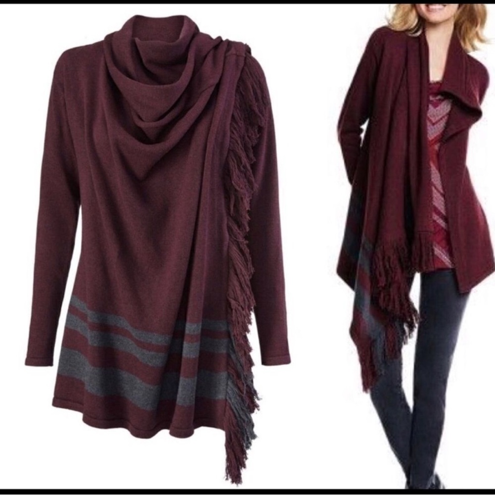 CAbi Port Fringe Wrap Sweater